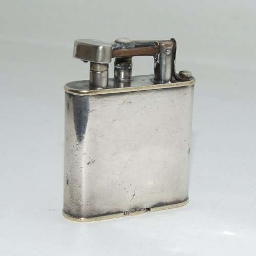 RARE! EARLY SILVER PLATED LIFT-ARM DUNHILL PETROL LIGHTER, PATENT 143752, WORKING!