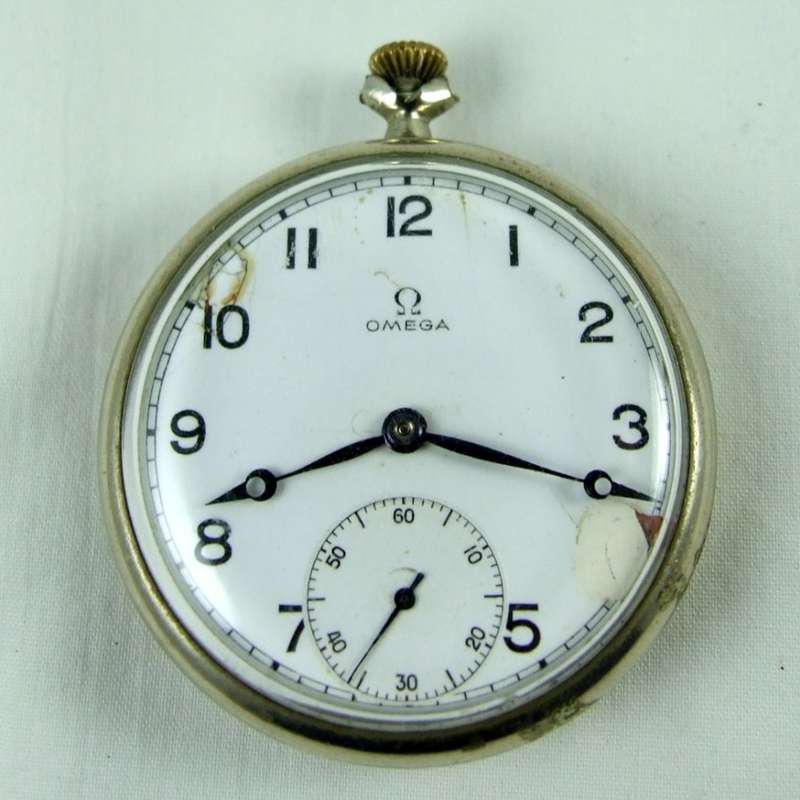 Vintage OMEGA POCKET WATCH, movement working, case hinge broken.