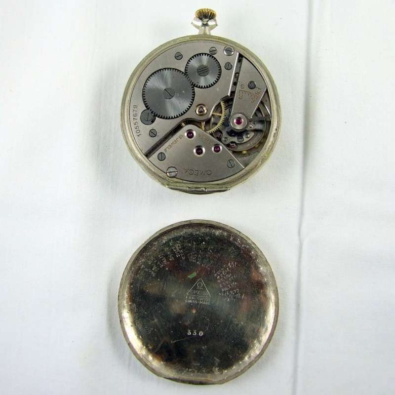 Vintage OMEGA POCKET WATCH, movement working, case hinge broken.