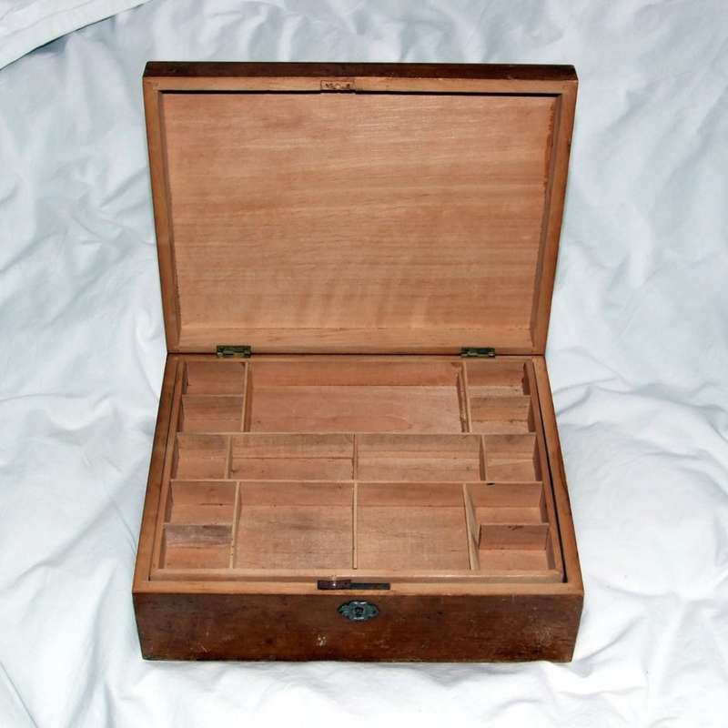 Attractive Decorative Top and Patina to this Solid Wood Stamp Collector's Box
