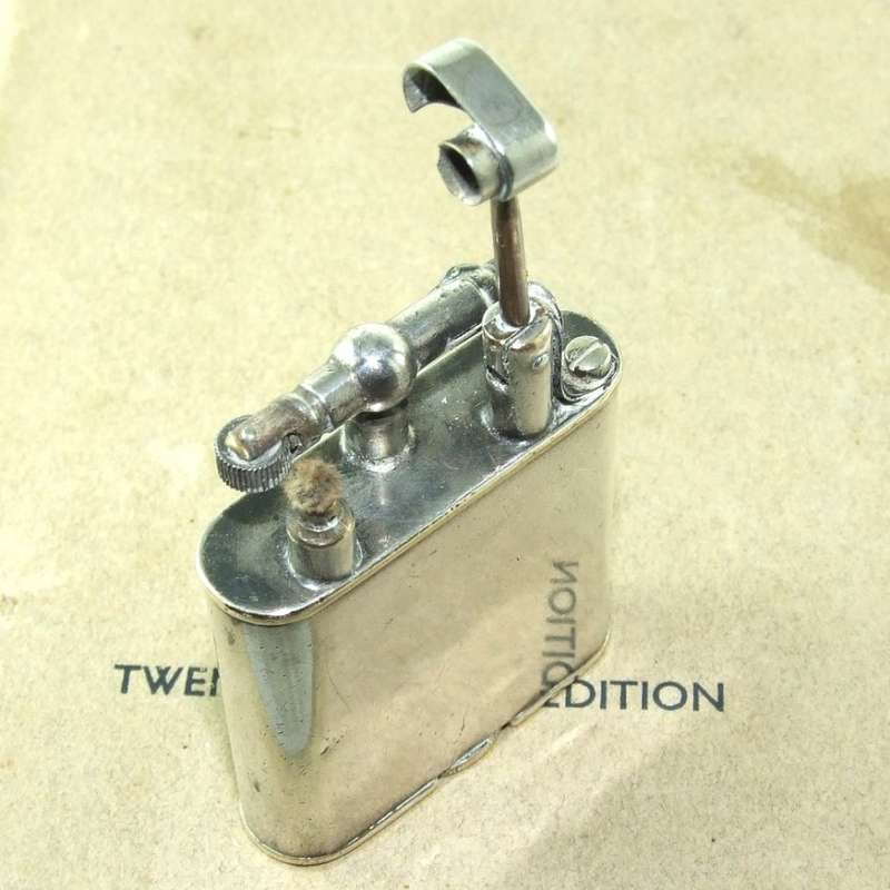 RARE! EARLY SILVER PLATED LIFT-ARM DUNHILL PETROL LIGHTER, PATENT 143752, WORKING!