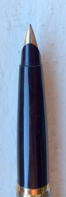 Elegant vintage PARKER 45 Black, Steel and Gold Fountain Pen, converter, great condition & working!