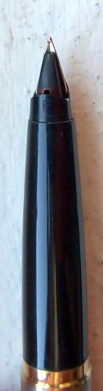 Elegant vintage PARKER 45 Black, Steel and Gold Fountain Pen, converter, great condition & working!