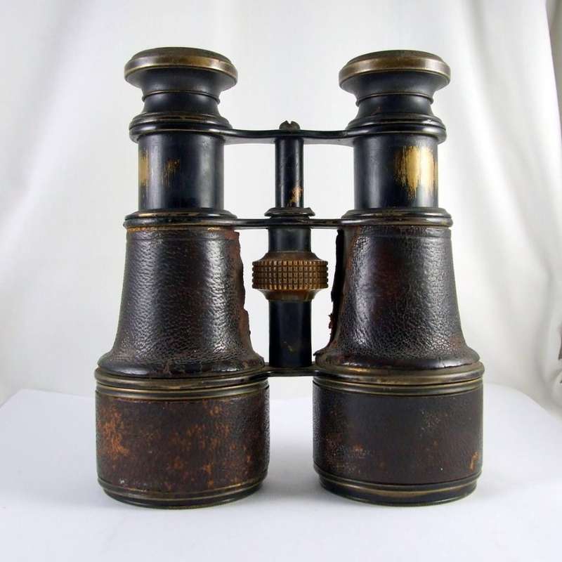 ANTIQUE NEGRETTI & ZAMBRA MILITARY BLACKENED BINOCULARS C1870'S