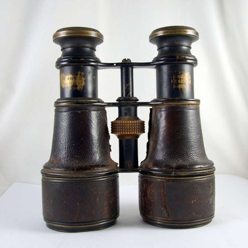 ANTIQUE NEGRETTI & ZAMBRA MILITARY BLACKENED BINOCULARS C1870'S