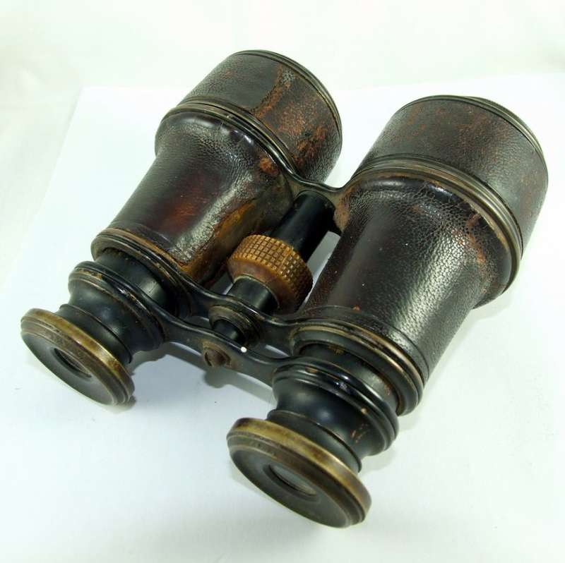 ANTIQUE NEGRETTI & ZAMBRA MILITARY BLACKENED BINOCULARS C1870'S