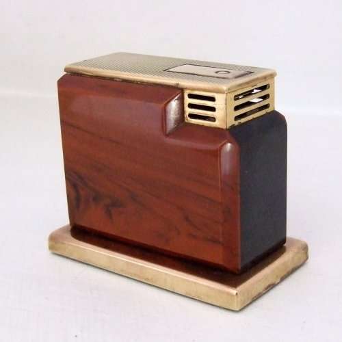 Rare West German AUGUSTA Patented "Around the World" Art Deco '50s Fuel Table Lighter, working!