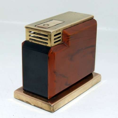Rare West German AUGUSTA Patented "Around the World" Art Deco '50s Fuel Table Lighter, working!