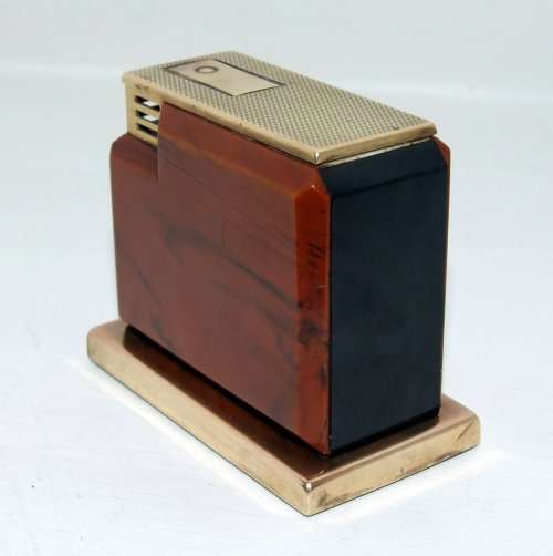 Rare West German AUGUSTA Patented "Around the World" Art Deco '50s Fuel Table Lighter, working!