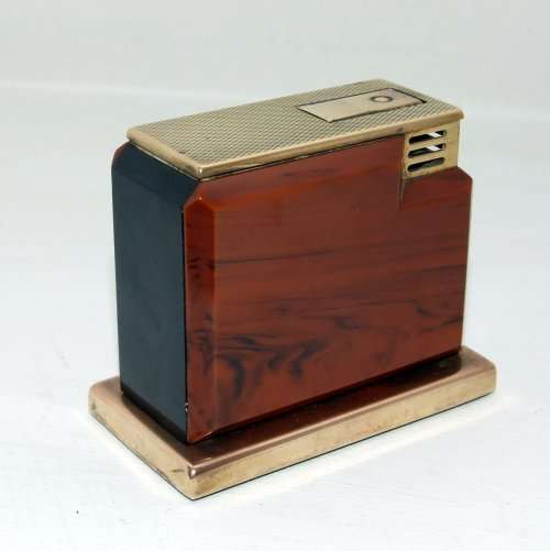 Rare West German AUGUSTA Patented "Around the World" Art Deco '50s Fuel Table Lighter, working!