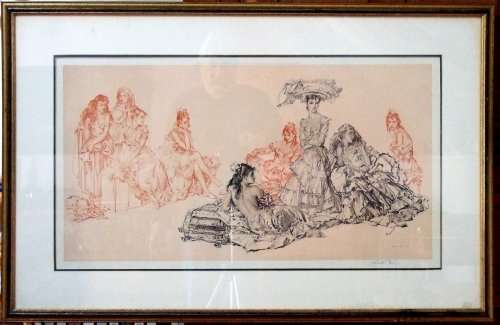 A signed Sir William Russell Flint Limited Edition Print, Framed, STUDIES OF CECILIA