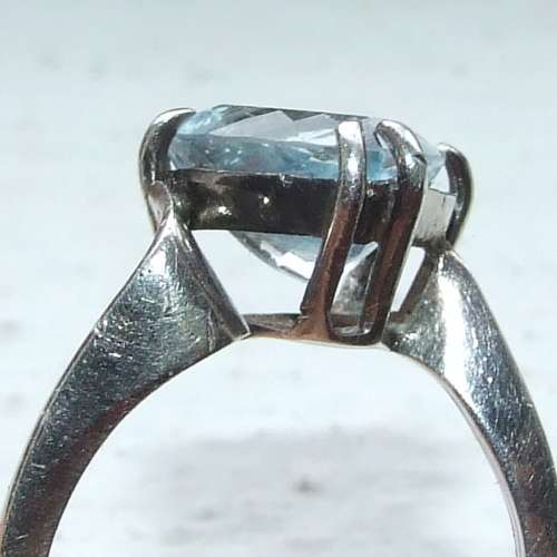 A beautiful & unusual studio designed vintage Aquamarine and silver ring