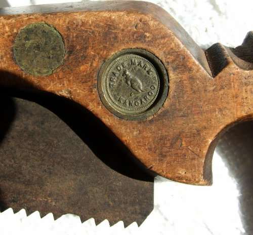 R A R E !!  ANTIQUE ROBT SORBY 3 CROWN KANGAROO CAST STEEL PANEL SAW WITH OPEN HANDLE, NIB.