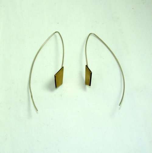 Simple, Unique, Elegant Modernist Silver and Brass Earrings