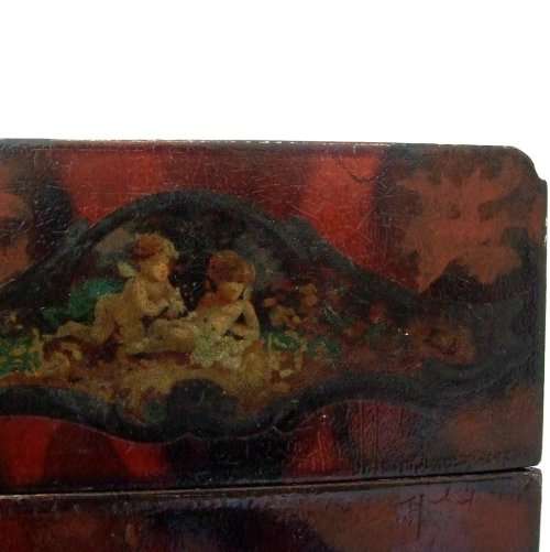 Antique Hand Made and Decorated Papier-Mâché BOOK SAFE