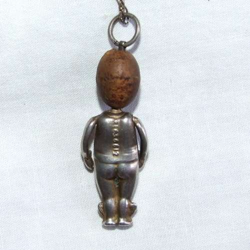 WWI Period Metal Fumsup Touch Wood Charm with Chain