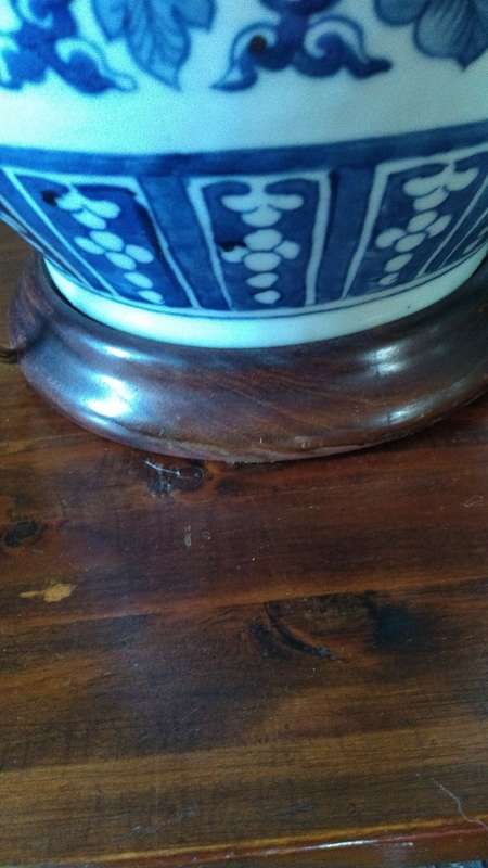 Superb Chinese Hand Painted Blue and White triple gourd lamp, 56cms high.