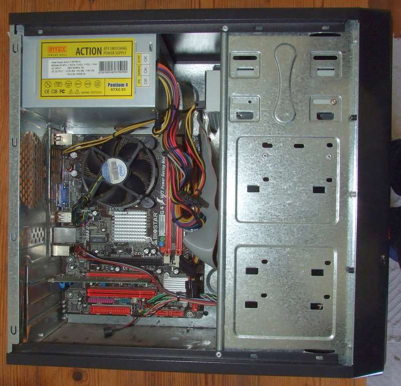 INTEX desktop computer CASE with power supply, BIOSTAR motherboard