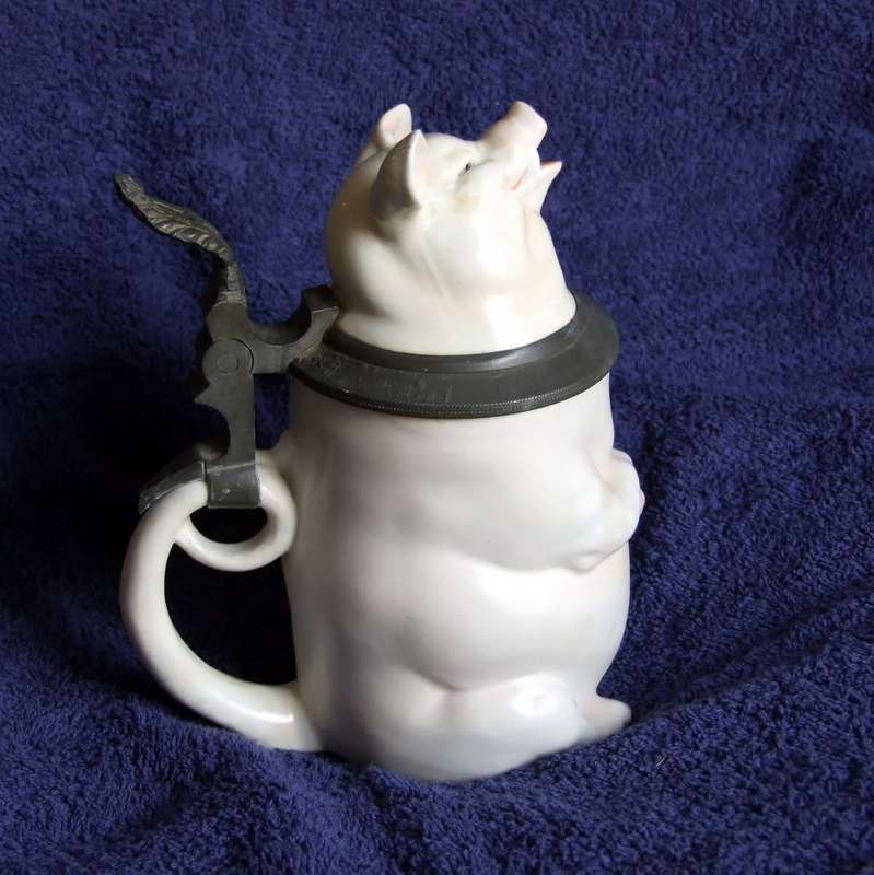 Vintage VON SCHIERHOLZ - `Musterschutz` Singing Pig German Beer Stein