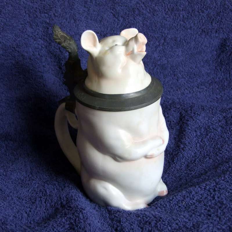 Vintage VON SCHIERHOLZ - `Musterschutz` Singing Pig German Beer Stein