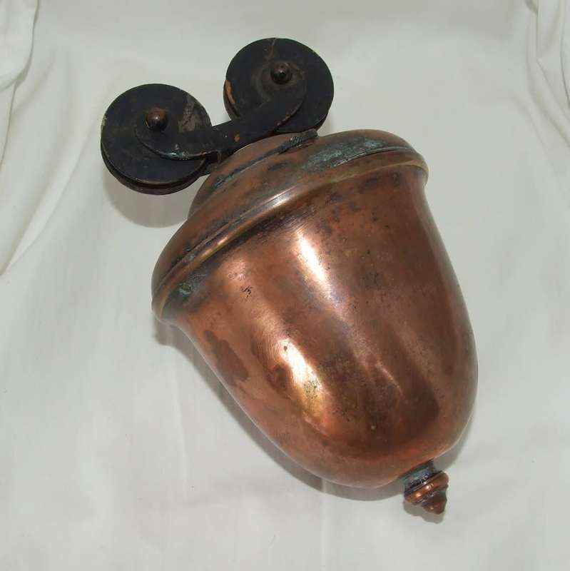 Antique copper lead-shot filled 1.78kg drop light counter weight pulley