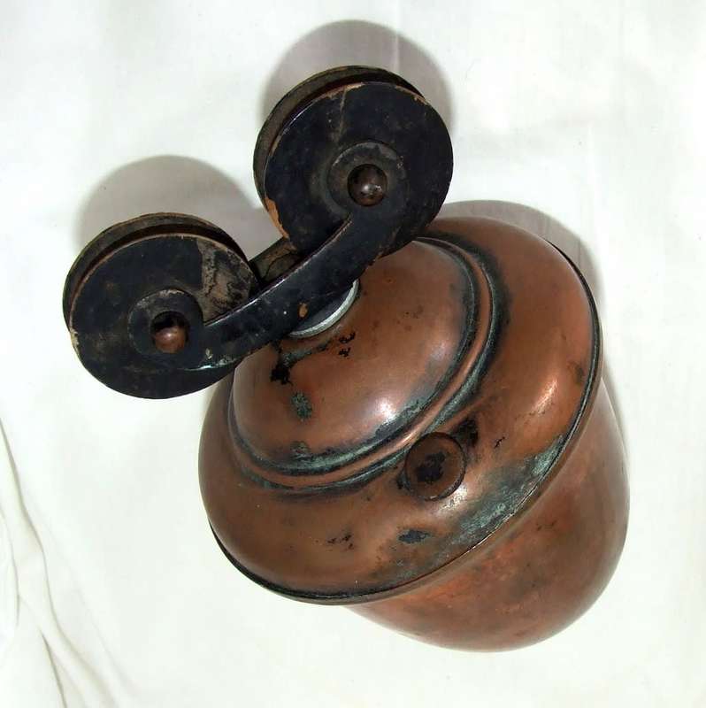 Antique copper lead-shot filled 1.78kg drop light counter weight pulley