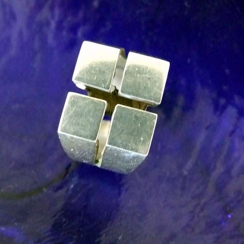 Vintage Mid-Century Modern 925 silver Cut Square ring