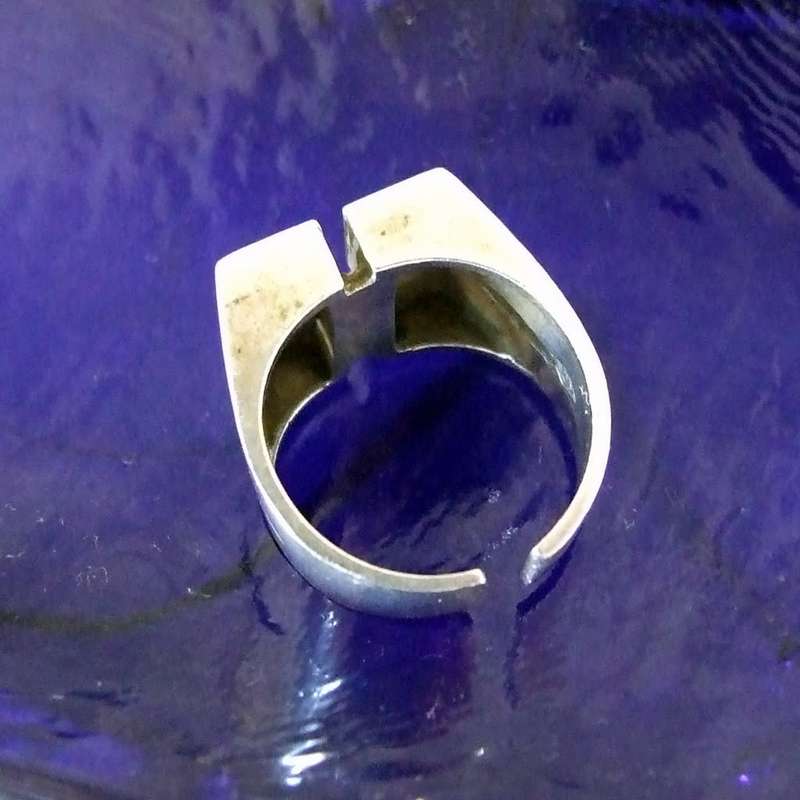 Vintage Mid-Century Modern 925 silver Cut Square ring