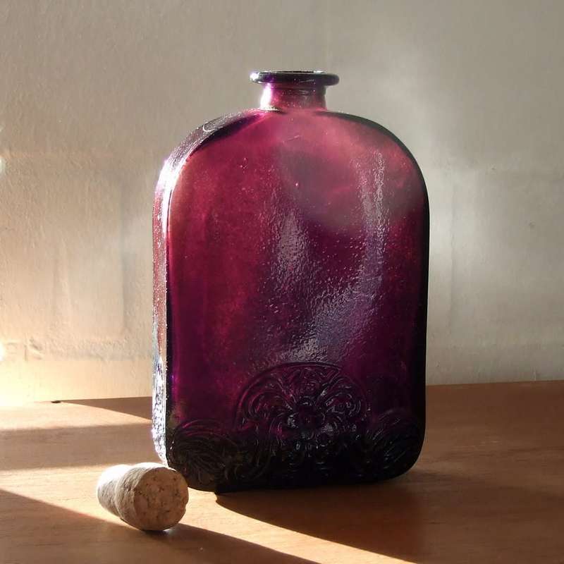 Vintage decorated Vidrios de Levante bottle vase