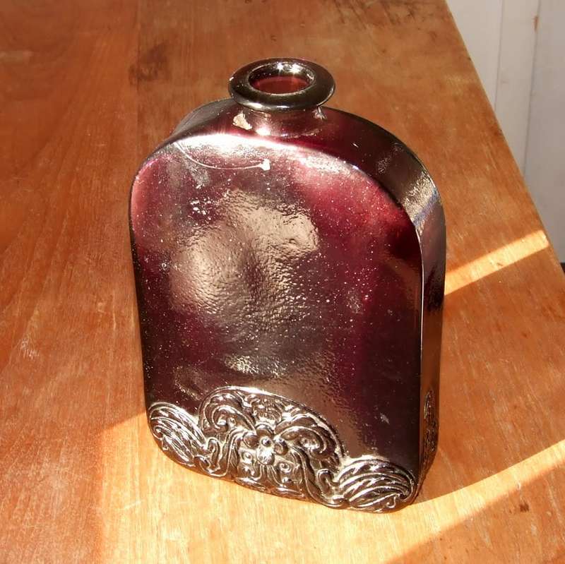 Vintage decorated Vidrios de Levante bottle vase