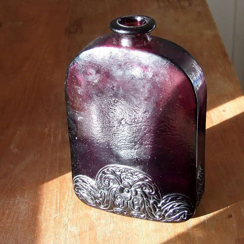 Vintage decorated Vidrios de Levante bottle vase