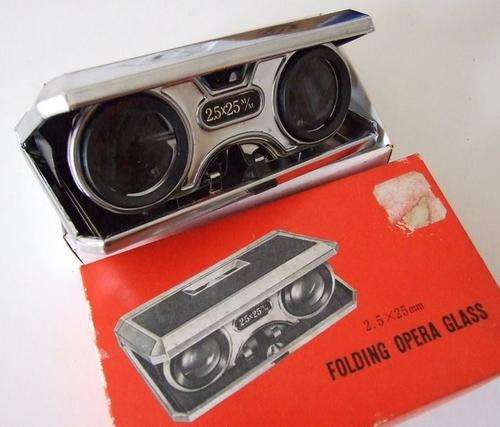 Vintage  "King" 2.5 X25 Folding Opera Glass, still in original box, circa 60's, made in Japan.