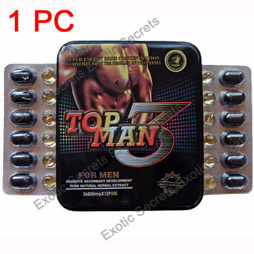Top Man 3 - Super Male Erection Capsules 36800mg 12 Capsules & 12  Gel Caps (1 Tin)