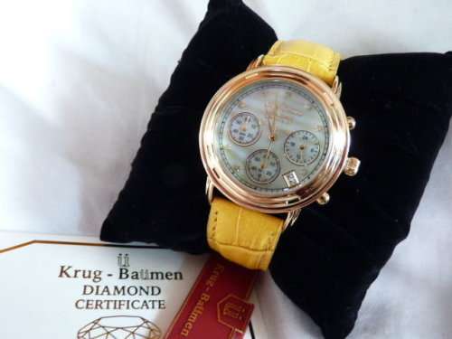 ONLY ONE LEFT!!!!!KRUG BAÜMEN® MEN'S PRINCIPLE DIAMOND CHRONOGRAPH WATCH W/ 8X GENUINE DIAMONDS
