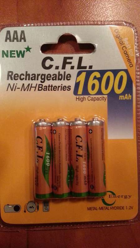 (1600 mAh) AAA Rechargeable Battery (Bidding on a Single Battery - must take a pack of 4)