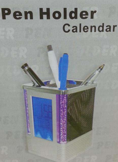 DESKTOP LIGHTNING ALARM CLOCK PEN HOLDER ORGANIZER