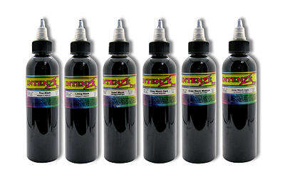 10-PACK TRUE BLACK - INTENZE TATTOO INK 1oz