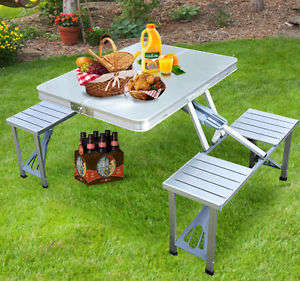 ALUMINUM PICNIC FOLDING TABLE - INDOORS / OUTDOORS - Water Resistant & Fire Proof