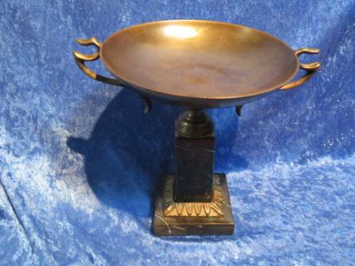 Spelter and marble pedestal bowl