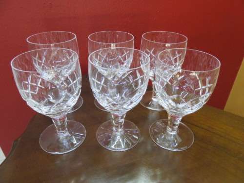 Set of 6 Stuart Crystal `Cannon` white wine glasses