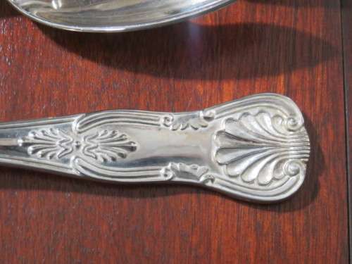 A pair of large EPNS King`s pattern salad servers.
