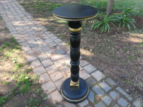Vintage wooden pedestal plant stand