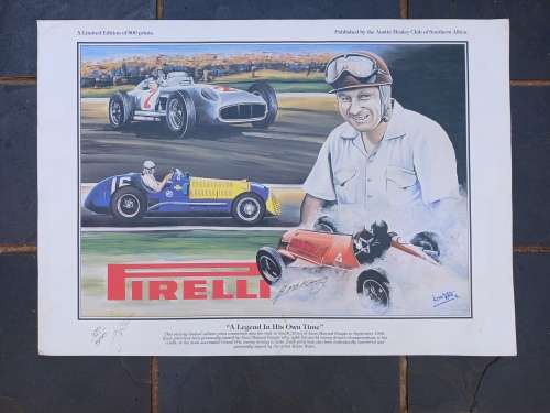A Limited Edition print of the visit to South Africa in 1992 by Juan Manual Fangio.