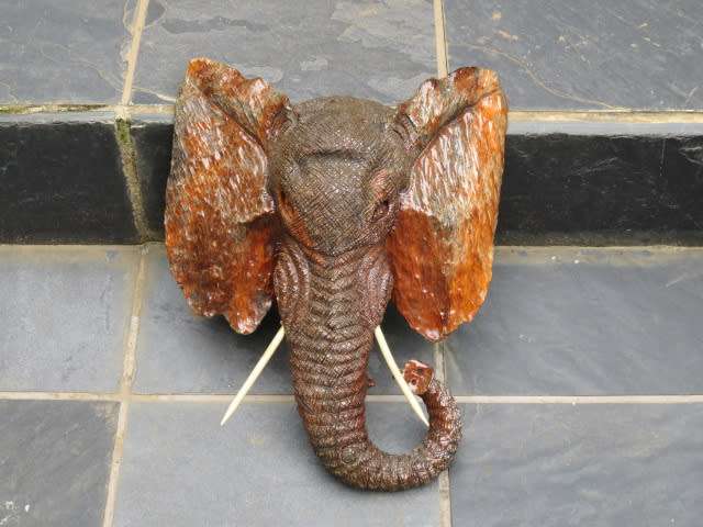 Wooden elephant wall plaque
