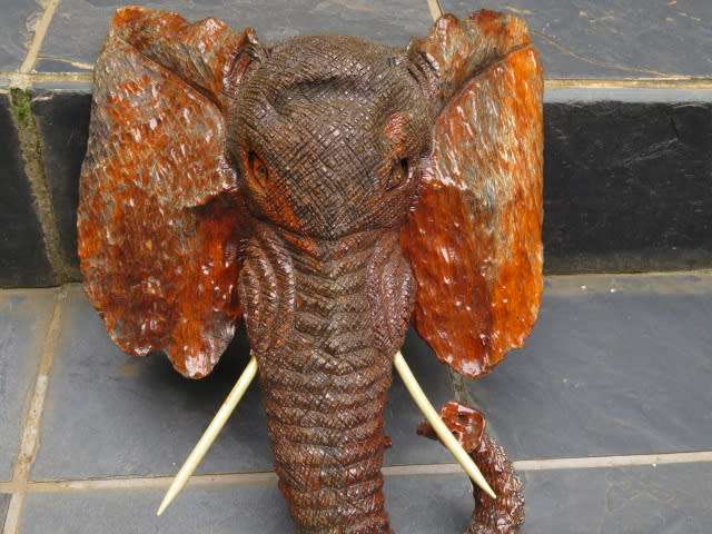 Wooden elephant wall plaque