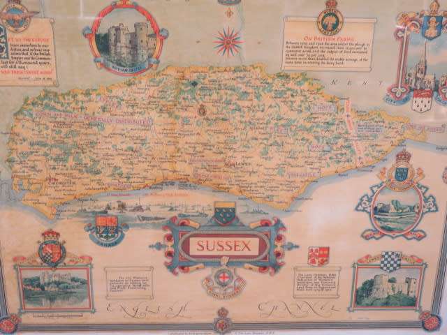 Ernest Clegg World War II era map of the county of Sussex