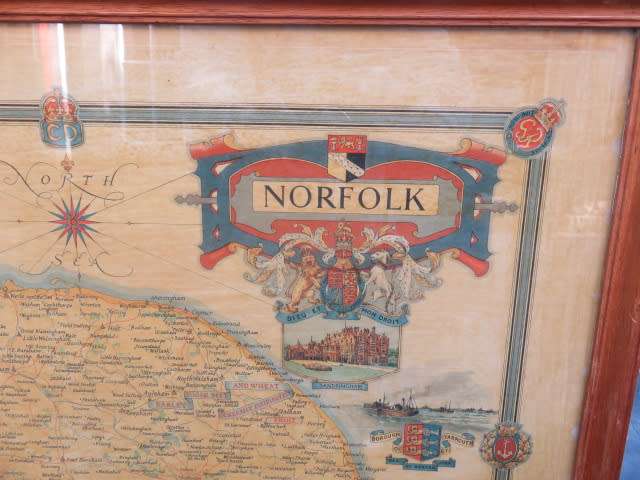 Ernest Clegg World War II era map of the county of Norfolk