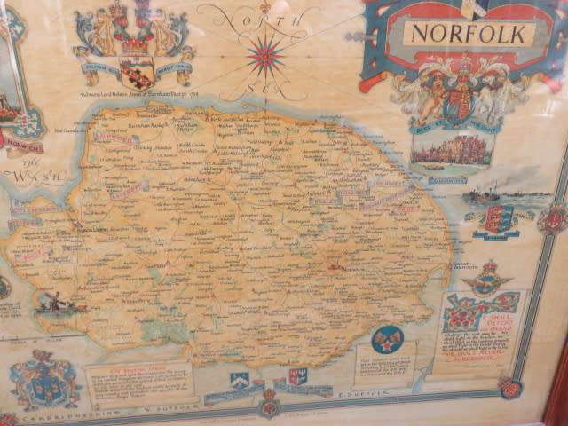 Ernest Clegg World War II era map of the county of Norfolk