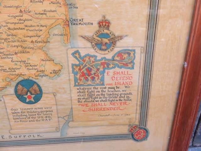 Ernest Clegg World War II era map of the county of Norfolk