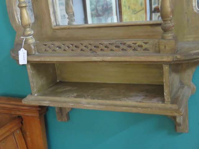 Wooden hanging shelf with mirrors